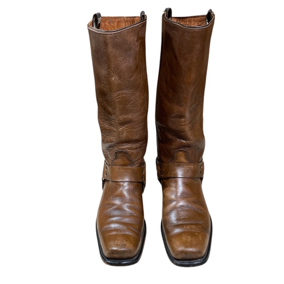 Acme Men Vintage Boots Biker Motorcycle Tall Leather Cowboy USA Brown Size 10.5D - Picture 2 of 16